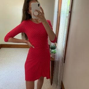 ZARA TRF Hot Pink Polka Dot Asymmetrical Dress